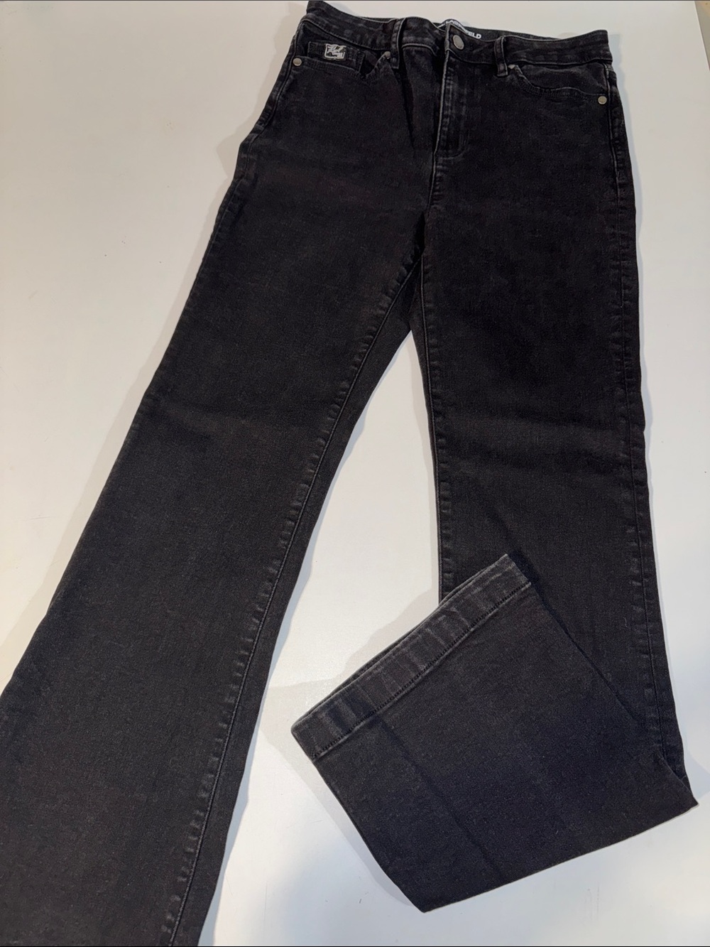 Karl Lagerfeld Womens Black High Rise Flare Jeans size 8